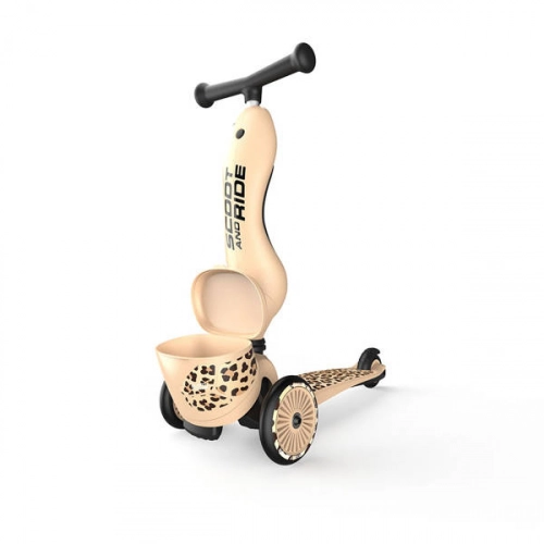 Scootandride Highwaykick 1 Lifestyle 2w1 Jeżdzik i Hulajnoga Trójkołowa z Zamykanym Schowkiem 1-5 lat Leopard