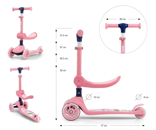 Skrejritenis Milly Mally Fuzzy Pink