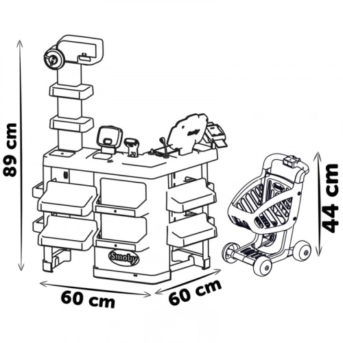 SMOBY Sklep Supermarket z Wózkiem Kasą i Elektronicznym Skanerem