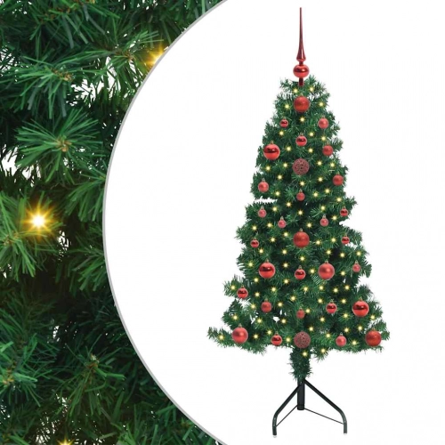 Stūra Mākslīgais Ziemassvētku Koks Zaļa 120 Cm Pvc Un Metāls Vidaxl