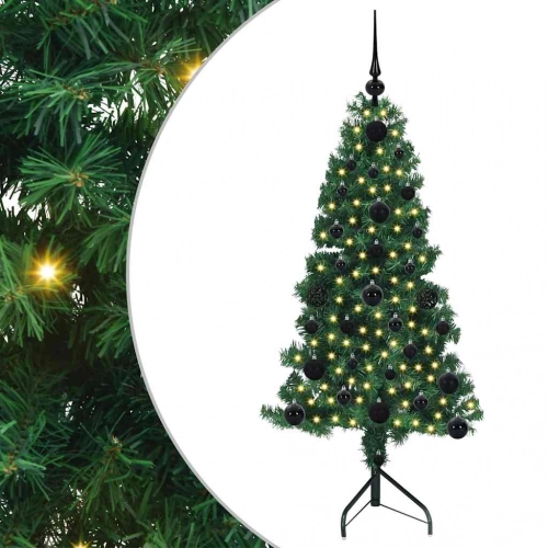 Stūra Mākslīgais Ziemassvētku Koks Zaļa 120 Cm Pvc Un Metāls Vidaxl