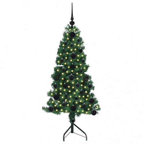 Stūra Mākslīgais Ziemassvētku Koks Zaļa 120 Cm Pvc Un Metāls Vidaxl