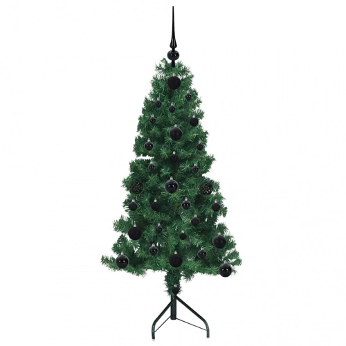 Stūra Mākslīgais Ziemassvētku Koks Zaļa 120 Cm Pvc Un Metāls Vidaxl