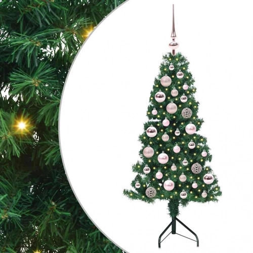 Stūra Mākslīgais Ziemassvētku Koks Zaļa 120 Cm Pvc Un Metāls Vidaxl