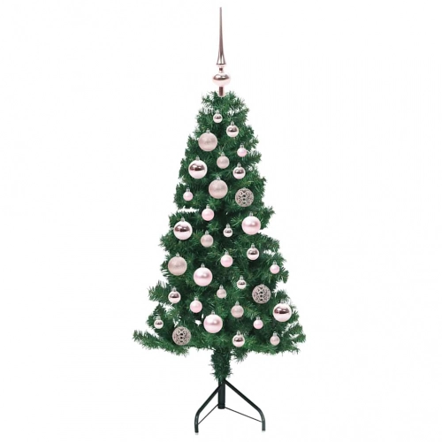 Stūra Mākslīgais Ziemassvētku Koks Zaļa 120 Cm Pvc Un Metāls Vidaxl