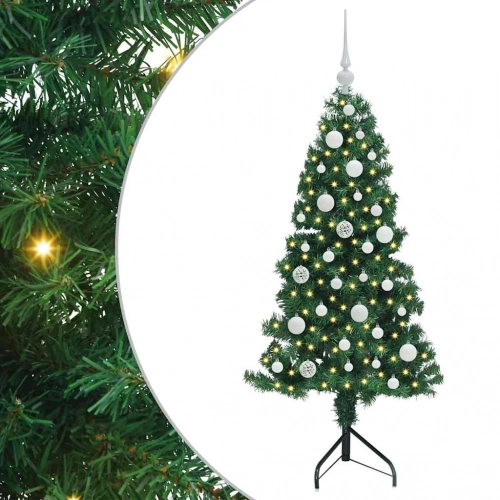 Stūra Mākslīgais Ziemassvētku Koks Zaļa 120 Cm Pvc Un Metāls Vidaxl