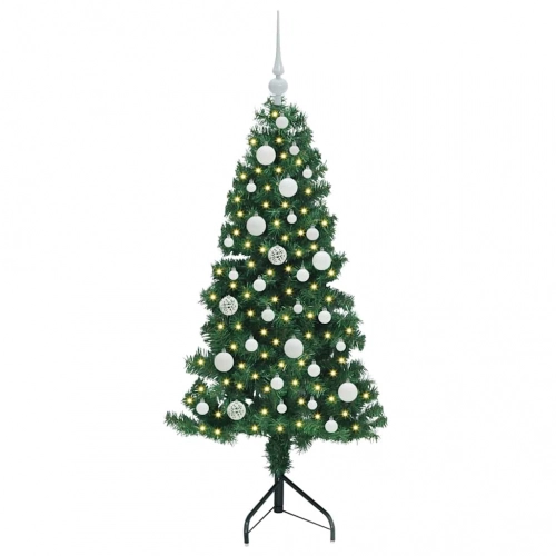 Stūra Mākslīgais Ziemassvētku Koks Zaļa 120 Cm Pvc Un Metāls Vidaxl