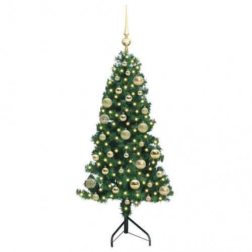 Stūra Mākslīgais Ziemassvētku Koks Zaļa 120 Cm Pvc Un Metāls Vidaxl