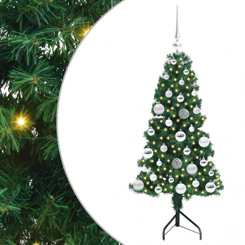Stūra Mākslīgais Ziemassvētku Koks Zaļa 120 Cm Pvc Un Metāls Vidaxl
