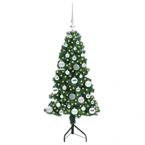 Stūra Mākslīgais Ziemassvētku Koks Zaļa 120 Cm Pvc Un Metāls Vidaxl