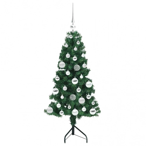 Stūra Mākslīgais Ziemassvētku Koks Zaļa 120 Cm Pvc Un Metāls Vidaxl