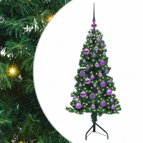 Stūra Mākslīgais Ziemassvētku Koks Zaļa 120 Cm Pvc Un Metāls Vidaxl