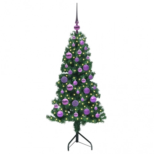 Stūra Mākslīgais Ziemassvētku Koks Zaļa 120 Cm Pvc Un Metāls Vidaxl