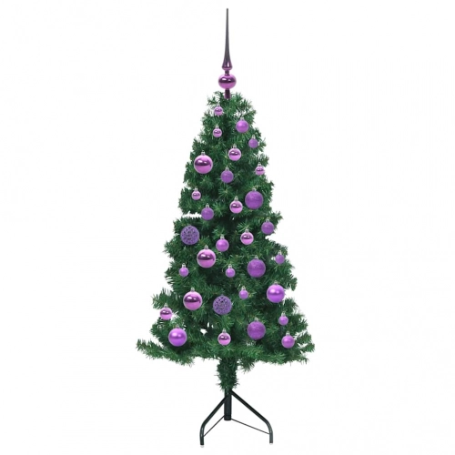 Stūra Mākslīgais Ziemassvētku Koks Zaļa 120 Cm Pvc Un Metāls Vidaxl
