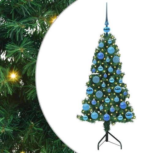 Stūra Mākslīgais Ziemassvētku Koks Zaļa 120 Cm Pvc Un Metāls Vidaxl