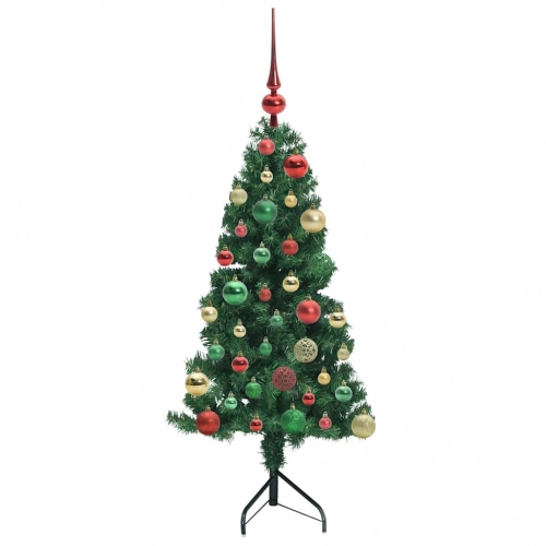 Stūra Mākslīgais Ziemassvētku Koks Zaļa 120 Cm Pvc Un Metāls Vidaxl