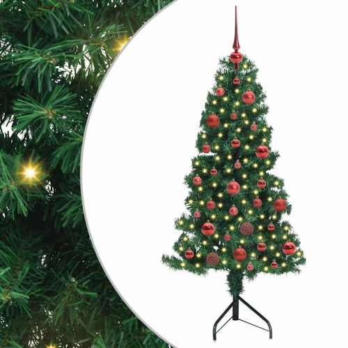 Stūra Mākslīgais Ziemassvētku Koks Zaļa 150 Cm Pvc Un Metāls Vidaxl