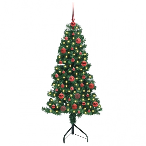 Stūra Mākslīgais Ziemassvētku Koks Zaļa 150 Cm Pvc Un Metāls Vidaxl