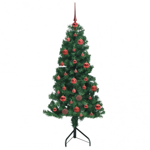 Stūra Mākslīgais Ziemassvētku Koks Zaļa 150 Cm Pvc Un Metāls Vidaxl
