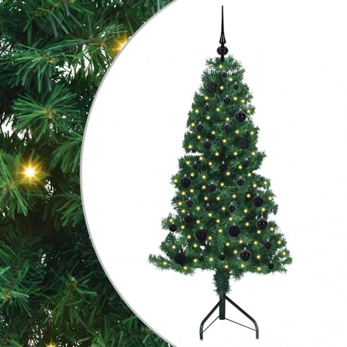 Stūra Mākslīgais Ziemassvētku Koks Zaļa 150 Cm Pvc Un Metāls Vidaxl
