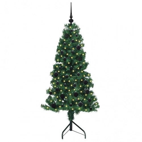 Stūra Mākslīgais Ziemassvētku Koks Zaļa 150 Cm Pvc Un Metāls Vidaxl