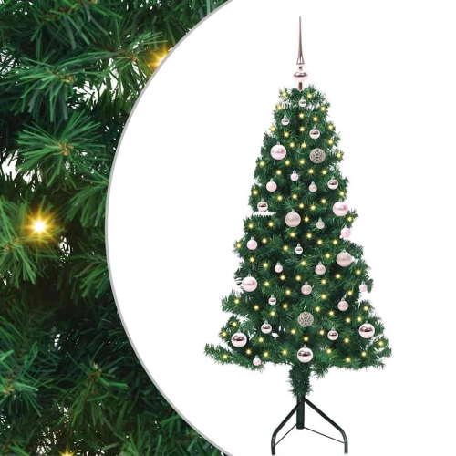 Stūra Mākslīgais Ziemassvētku Koks Zaļa 150 Cm Pvc Un Metāls Vidaxl