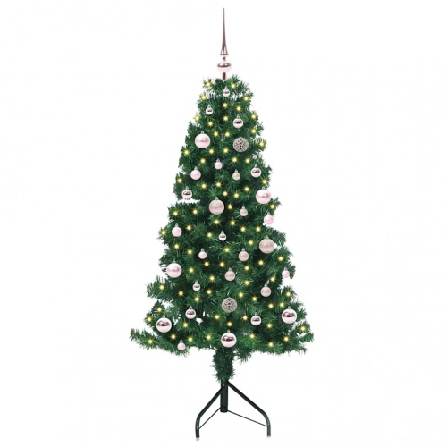 Stūra Mākslīgais Ziemassvētku Koks Zaļa 150 Cm Pvc Un Metāls Vidaxl