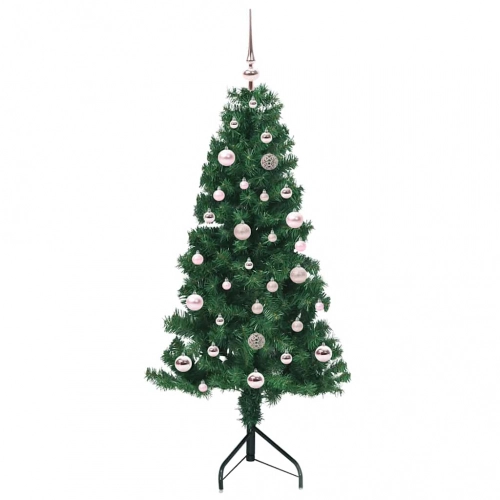Stūra Mākslīgais Ziemassvētku Koks Zaļa 150 Cm Pvc Un Metāls Vidaxl