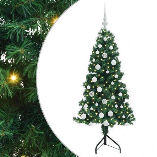 Stūra Mākslīgais Ziemassvētku Koks Zaļa 150 Cm Pvc Un Metāls Vidaxl