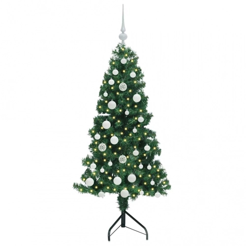 Stūra Mākslīgais Ziemassvētku Koks Zaļa 150 Cm Pvc Un Metāls Vidaxl