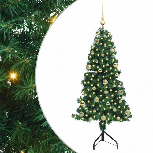 Stūra Mākslīgais Ziemassvētku Koks Zaļa 150 Cm Pvc Un Metāls Vidaxl