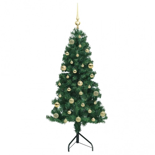 Stūra Mākslīgais Ziemassvētku Koks Zaļa 150 Cm Pvc Un Metāls Vidaxl