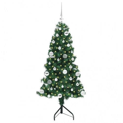 Stūra Mākslīgais Ziemassvētku Koks Zaļa 150 Cm Pvc Un Metāls Vidaxl