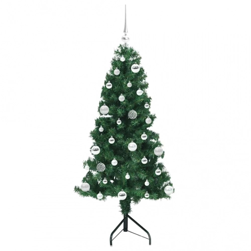 Stūra Mākslīgais Ziemassvētku Koks Zaļa 150 Cm Pvc Un Metāls Vidaxl