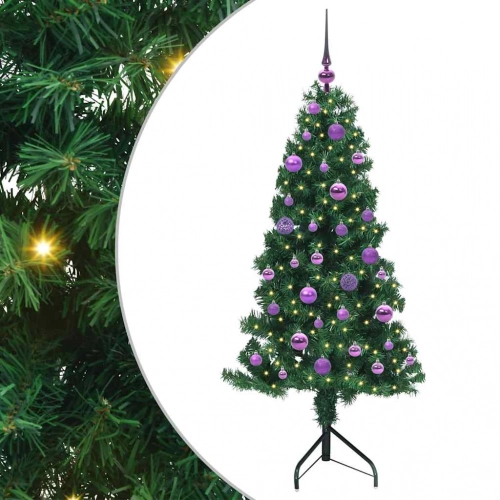 Stūra Mākslīgais Ziemassvētku Koks Zaļa 150 Cm Pvc Un Metāls Vidaxl
