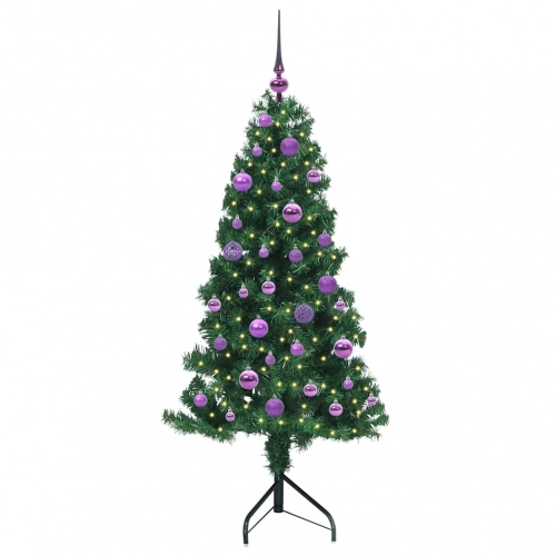 Stūra Mākslīgais Ziemassvētku Koks Zaļa 150 Cm Pvc Un Metāls Vidaxl