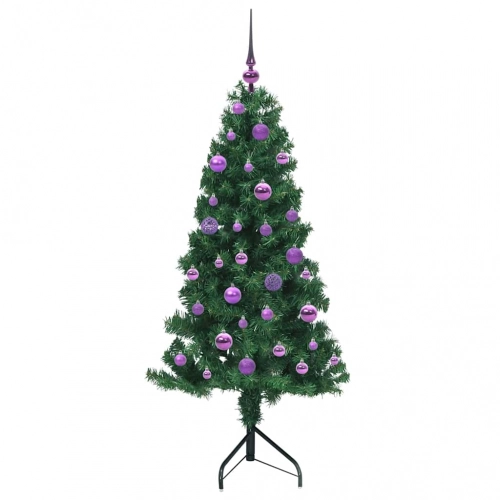 Stūra Mākslīgais Ziemassvētku Koks Zaļa 150 Cm Pvc Un Metāls Vidaxl