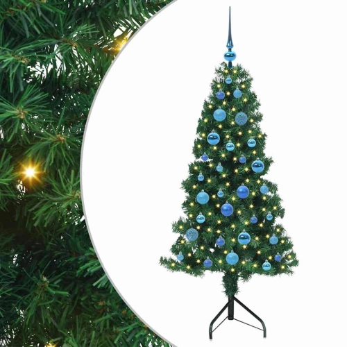 Stūra Mākslīgais Ziemassvētku Koks Zaļa 150 Cm Pvc Un Metāls Vidaxl