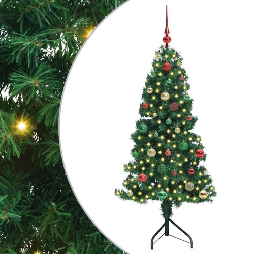 Stūra Mākslīgais Ziemassvētku Koks Zaļa 150 Cm Pvc Un Metāls Vidaxl