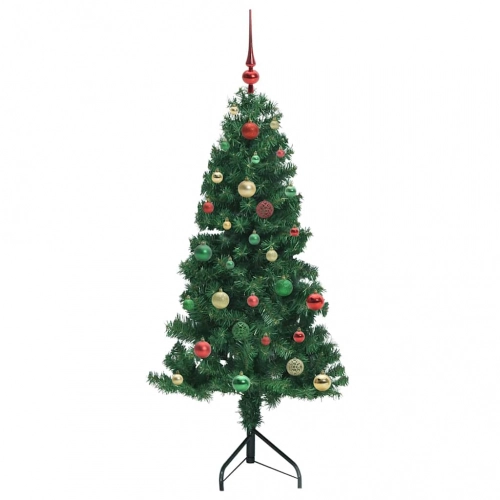 Stūra Mākslīgais Ziemassvētku Koks Zaļa 150 Cm Pvc Un Metāls Vidaxl