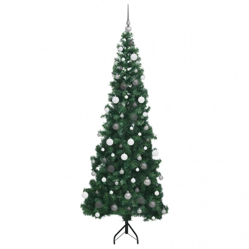 Stūra Mākslīgais Ziemassvētku Koks Zaļa 210 Cm Pvc Un Metāls Vidaxl