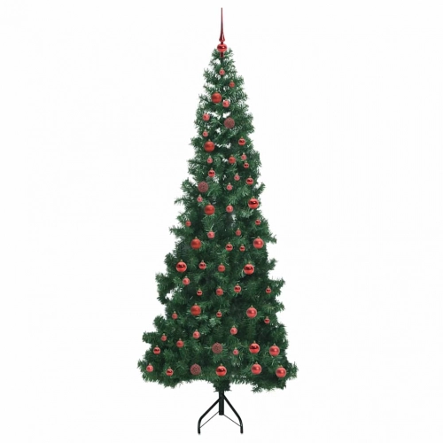 Stūra Mākslīgais Ziemassvētku Koks Zaļa 210 Cm Pvc Un Metāls Vidaxl