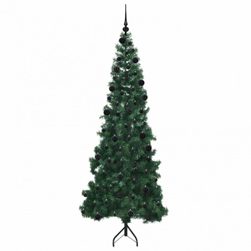Stūra Mākslīgais Ziemassvētku Koks Zaļa 210 Cm Pvc Un Metāls Vidaxl