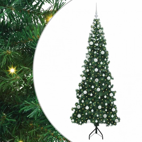 Stūra Mākslīgais Ziemassvētku Koks Zaļa 210 Cm Pvc Un Metāls Vidaxl