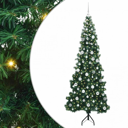 Stūra Mākslīgais Ziemassvētku Koks Zaļa 210 Cm Pvc Un Metāls Vidaxl
