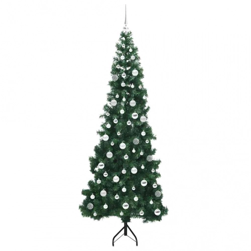 Stūra Mākslīgais Ziemassvētku Koks Zaļa 210 Cm Pvc Un Metāls Vidaxl