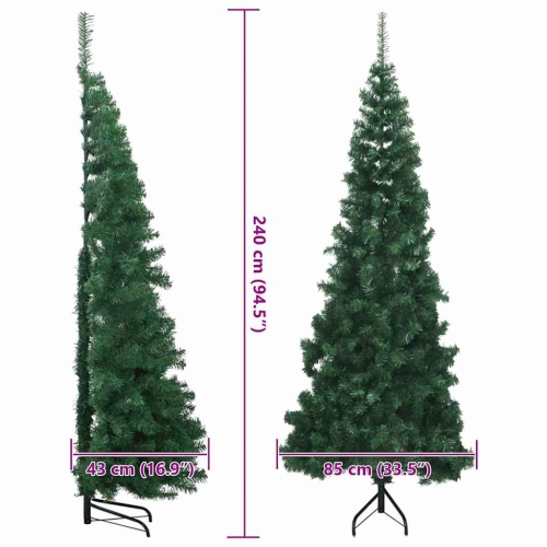 Stūra Mākslīgais Ziemassvētku Koks Zaļa 240 Cm Pvc Un Metāls Vidaxl