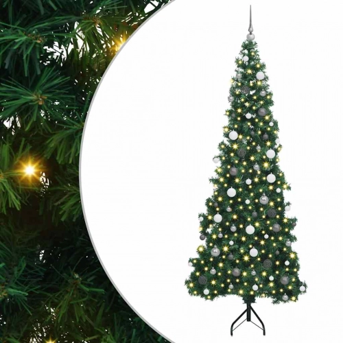 Stūra Mākslīgais Ziemassvētku Koks Zaļa 240 Cm Pvc Un Metāls Vidaxl