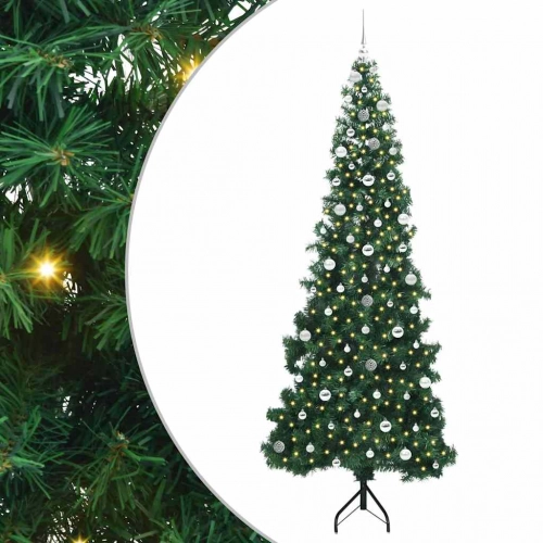 Stūra Mākslīgais Ziemassvētku Koks Zaļa 240 Cm Pvc Un Metāls Vidaxl