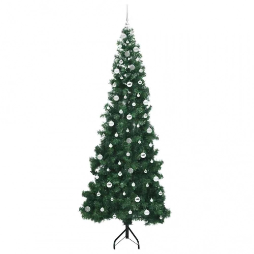 Stūra Mākslīgais Ziemassvētku Koks Zaļa 240 Cm Pvc Un Metāls Vidaxl